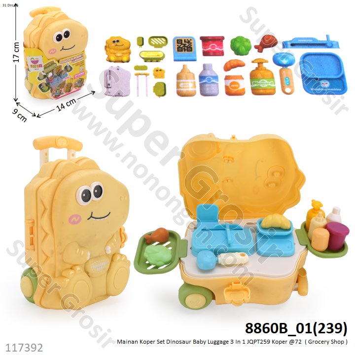 Mainan Koper Set Dinosaur Baby Luggage 3 In 1 JQPT259 Koper @72