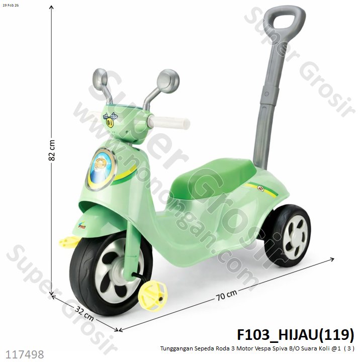 Tunggangan Sepeda Roda 3 Motor Vespa Spiva B/O Suara Koli @1