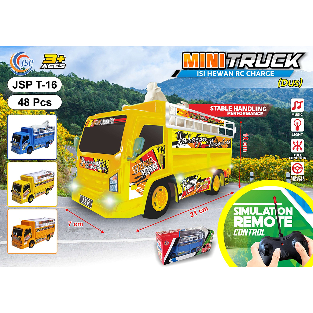 R/C Truk Muat Charge + Kabel Charge Telolet Lampu Truck Oleng 5 Channel 1 Ikat 4 Pcs Box Window @48