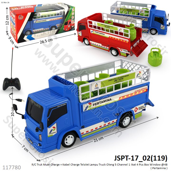 R/C Truk Muat Charge + Kabel Charge Telolet Lampu Truck Oleng 5 Channel 1 Ikat 4 Pcs Box Window @48
