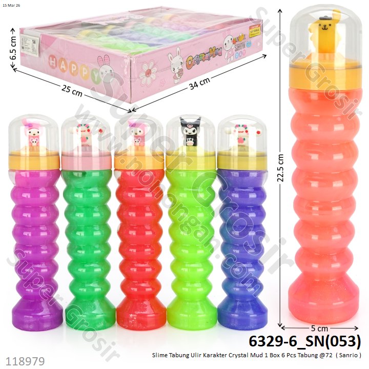 Slime Tabung Ulir Karakter Crystal Mud 1 Box 6 Pcs Tabung @72