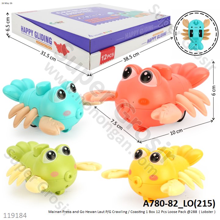 Mainan Press and Go Hewan Laut P/G Crawling / Coasting 1 Box 12 Pcs Loose Pack @288