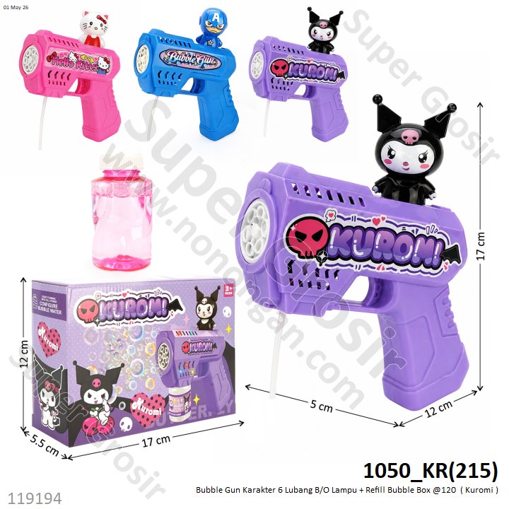 Bubble Gun Karakter 6 Lubang B/O Lampu + Refill Bubble Box @120