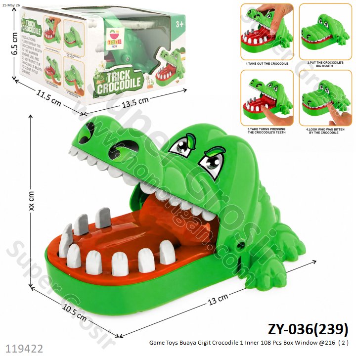 Game Toys Buaya Gigit Crocodile 1 Inner 108 Pcs Box Window @216