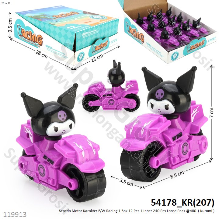 Sepeda Motor Karakter F/W Racing 1 Box 12 Pcs 1 Inner 240 Pcs Loose Pack @480