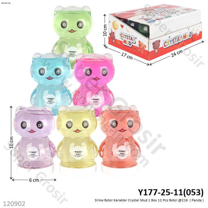 Slime Botol Karakter Crystal Mud 1 Box 12 Pcs Botol @216