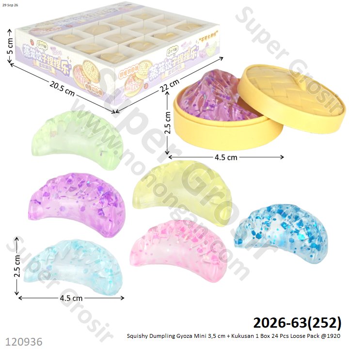 Squishy Dumpling Gyoza Mini 3,5 cm + Kukusan 1 Box 24 Pcs Loose Pack @1920