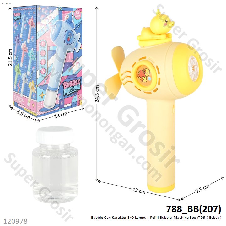 Bubble Gun Karakter B/O Lampu + Refill Bubble  Machine Box @96