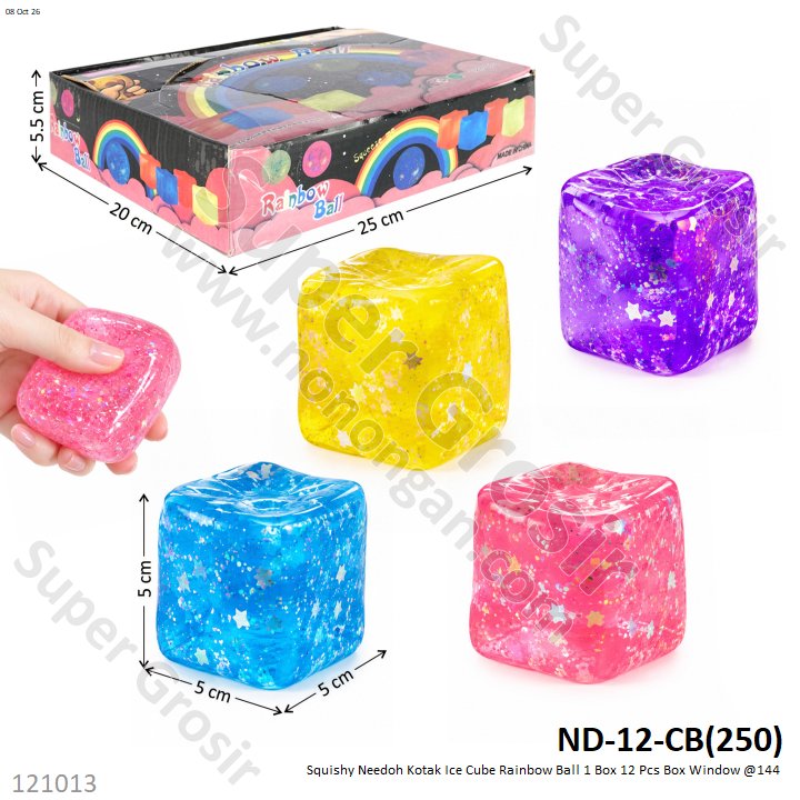 Squishy Needoh Kotak Ice Cube Rainbow Ball 1 Box 12 Pcs Box Window @144