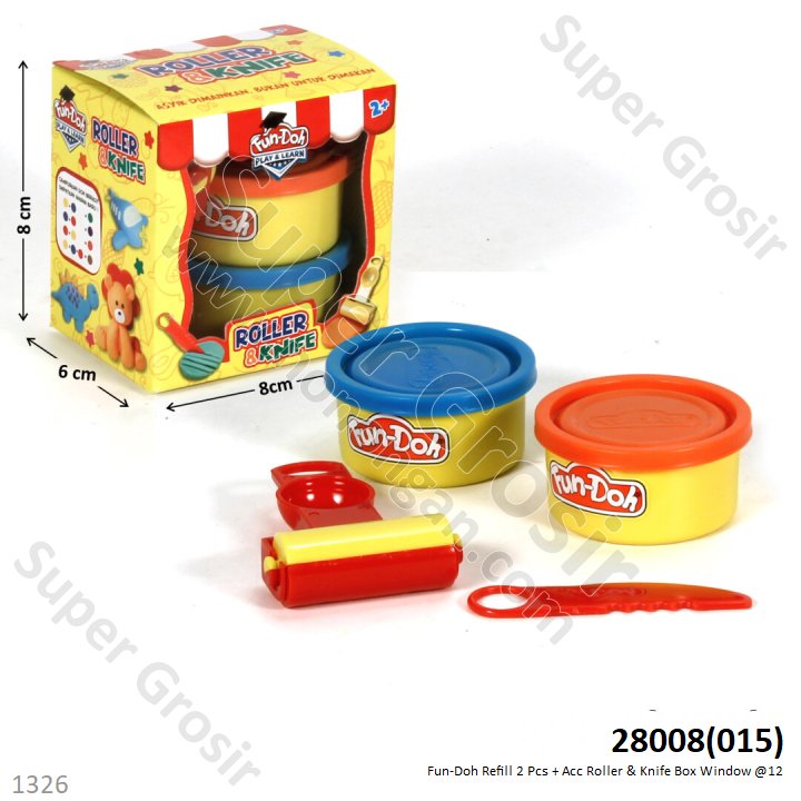Fun-Doh Refill 2 Pcs dan Acc Roller &amp; Knife Box Window @125