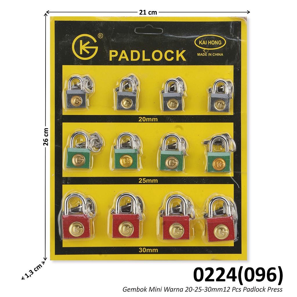 Gembok Mini Warna 20-25-30 mm 12 Pcs Padlock Press @30