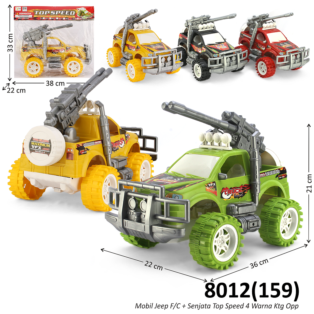 Mobil Jeep F/C 45 cm Top Speed 4 Warna Ktg Opp @16