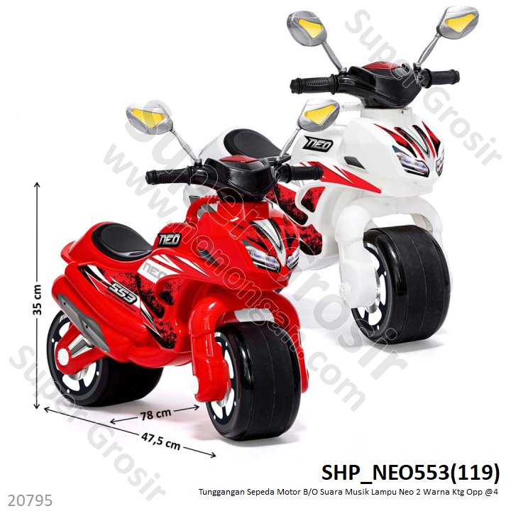Tunggangan Sepeda Motor B/O Musik Lampu Suara Neo 2 Warna Ktg Opp @4