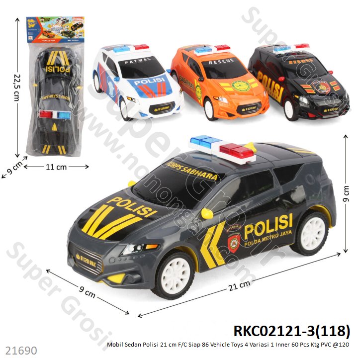 Mobil Polisi F/C Siap 86 Vehicle Toys 1 Inner 60 Pcs Ktg PVC @120