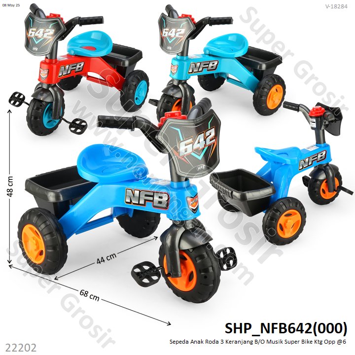 Sepeda Anak Roda 3 Keranjang B/O Musik Super Bike Ktg Opp @6