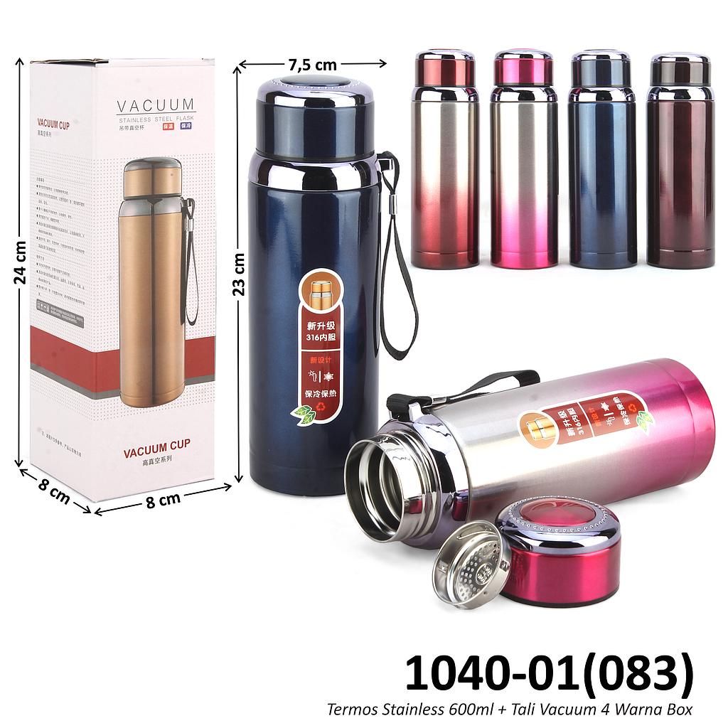 Termos Stainless 600ml + Tali Vacuum 4 Warna Box @50