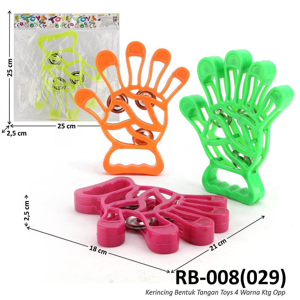 Kerincing Bentuk Tangan Toys 4 Warna Ktg Opp @300