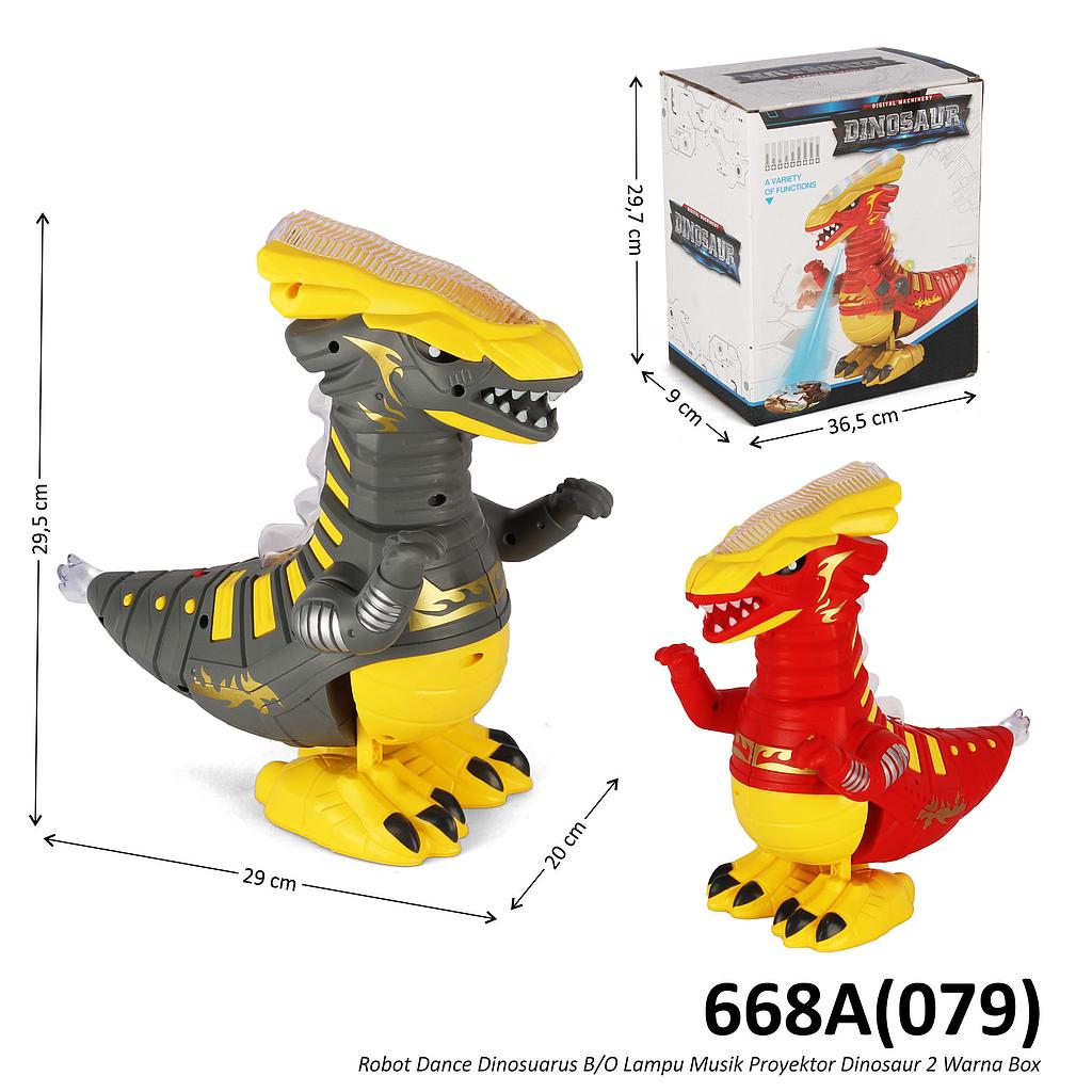 Robot Dance Dinosuarus B/O Musik Lampu Proyektor Dinosaur Box @48