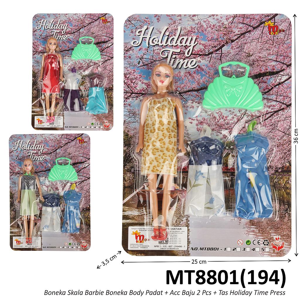 Boneka Barbie Set Baju 2 Pcs + Tas Holiday Time Press @140