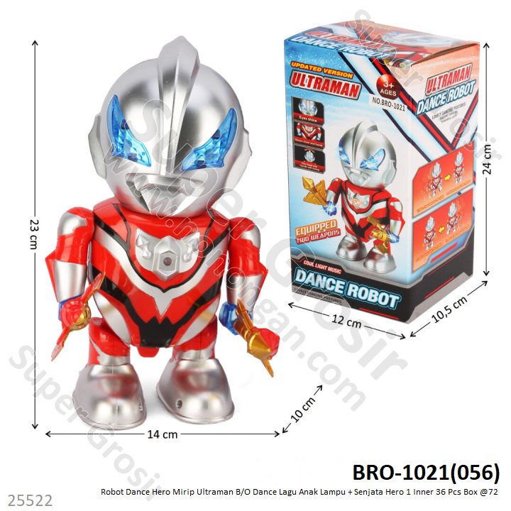 Robot Dance Ultraman B/O Lampu Lagu Anak Dance + Senjata Hero 1 Inner 36 Pcs Box @72