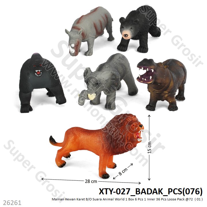 Hewan Karet 30 cm B/O Suara Animal World 1 Inner 36 Pcs Loose Pack @72