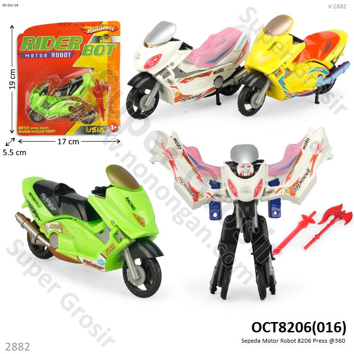 Robot Deform Sepeda Motor Rider Bot Press @360