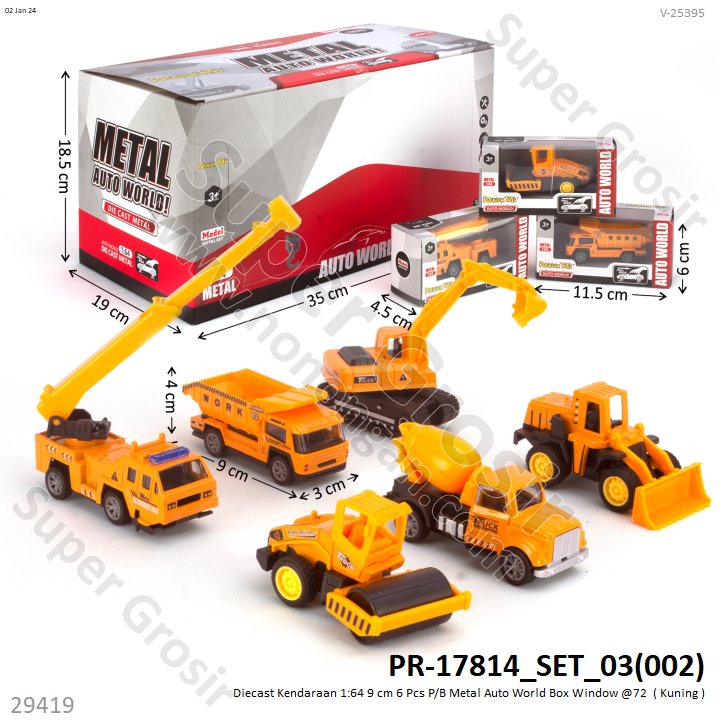 Diecast Kendaraan 1:64 9 cm P/B Metal Auto World 1 Set 6 Pcs Box Window @432