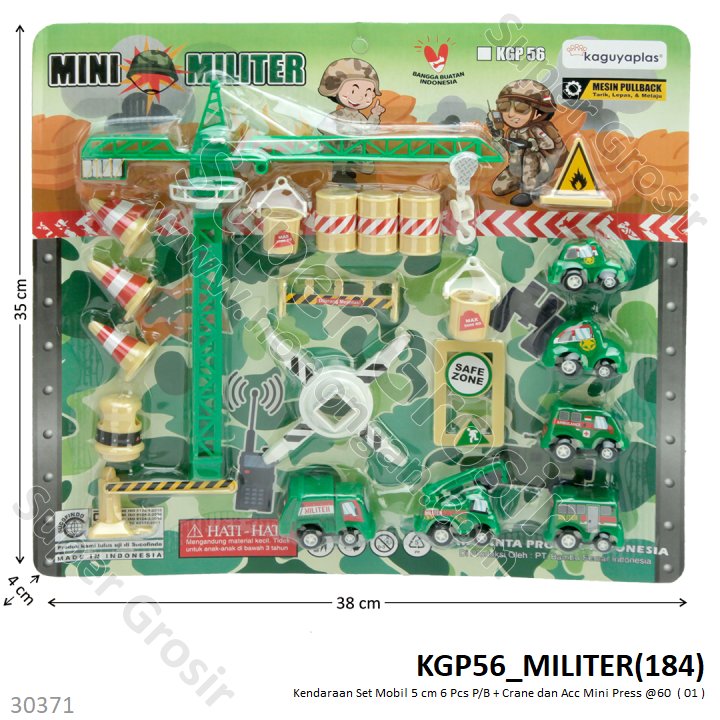Kendaraan Militer Set Mobil 6 Pcs P/B 5 cm Crane dan Acc Mini Press @60