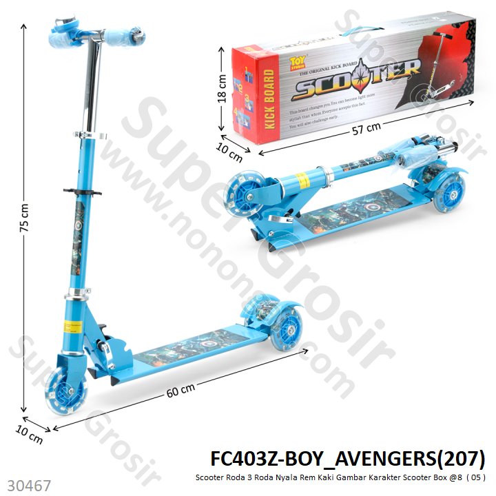 Scooter Roda 3 Karakter Rem Kaki Scooter Box @6