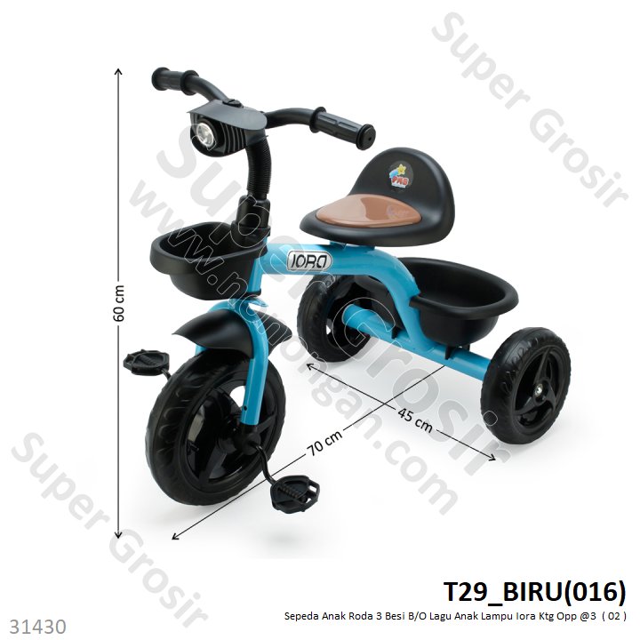 Sepeda Roda 3 Besi Warna Light B/O Lagu Anak Lampu Iora Ktg Opp @3