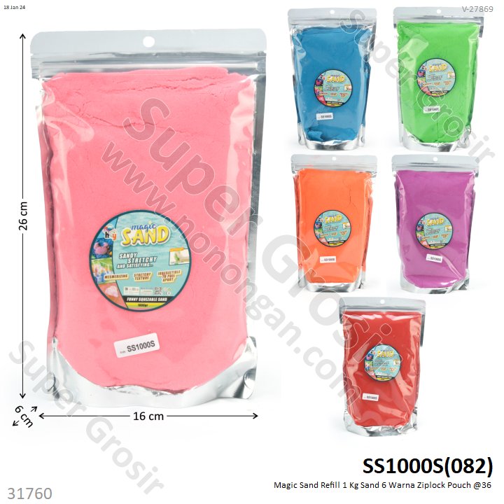 Magic Sand Refill 1 Kg Sand Warna Ziplock Pouch @0