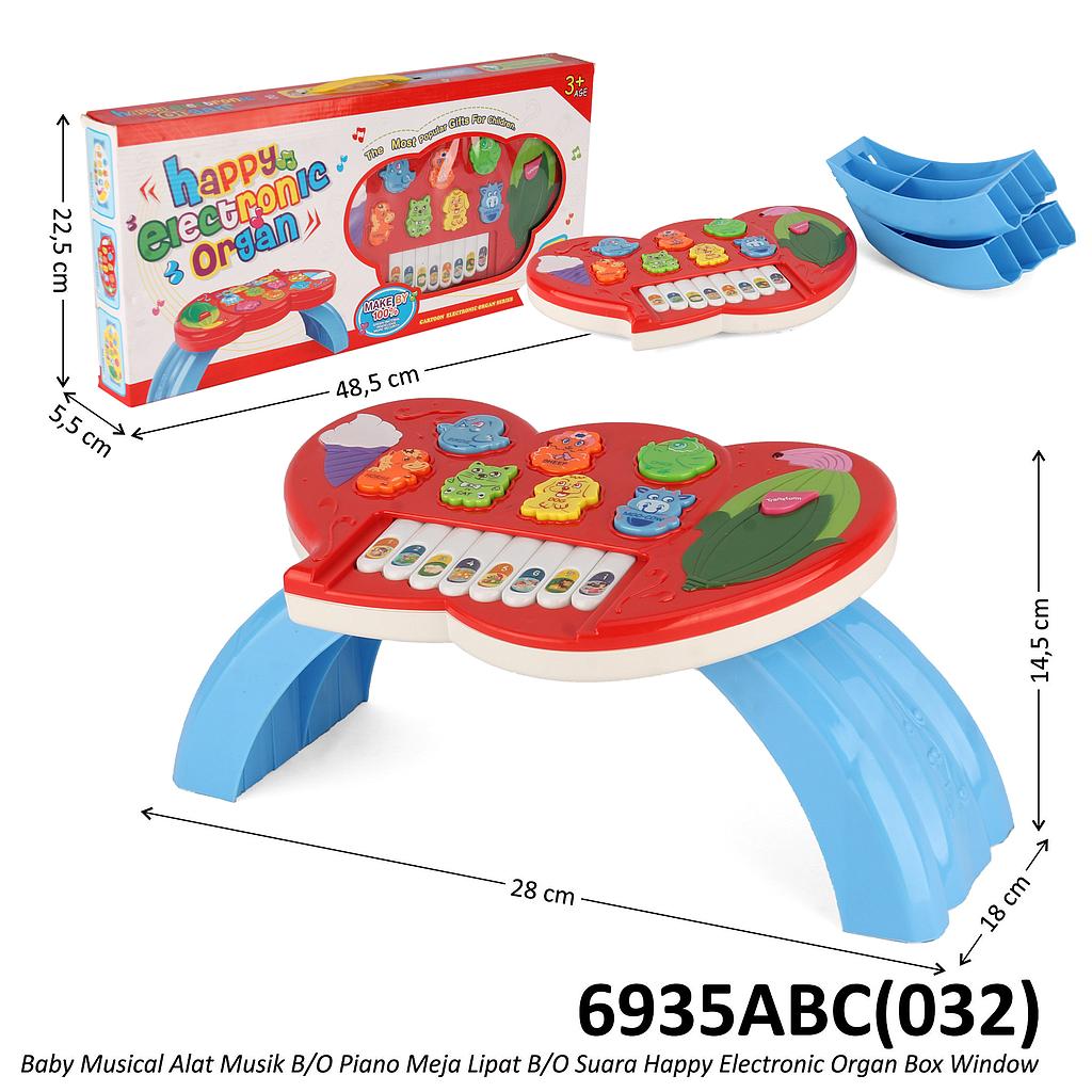Piano Meja Lipat B/O Suara Happy Electronic Organ Box Window @24