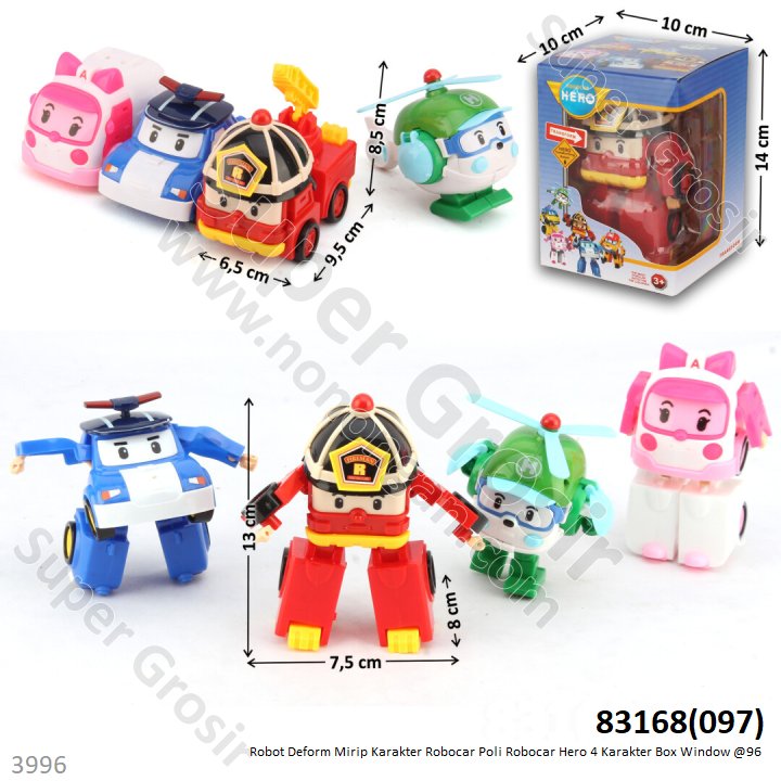 Robot Deform Robocar Poli Robocar Hero 1 Ikat 6 Pcs 83168 Box Window @96