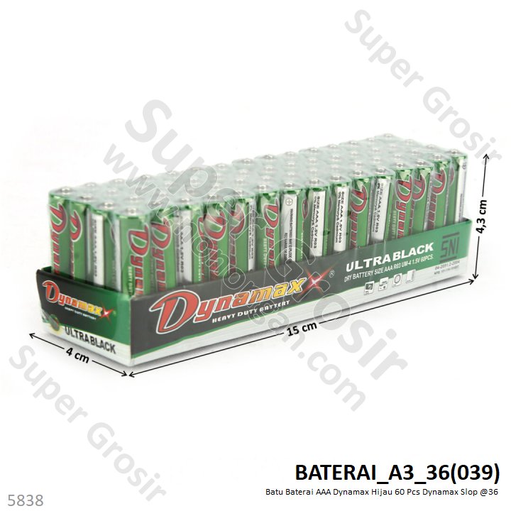 Batu Baterai AAA Hijau 60 Pcs Dynamaxx Slop @36