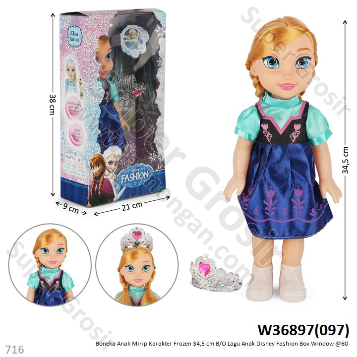 Boneka Anak Karakter Anna Frozen B/O Suara Fashion Box Window @60