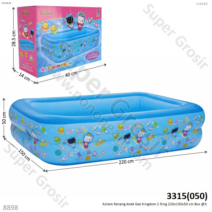 Kolam Renang Anak 2 Ring 220x150x50 cm Gee Kingdom Box @3