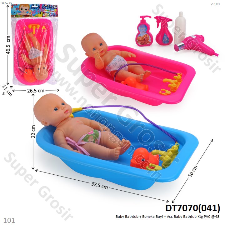 Mainan Baby Bathtub + Boneka Bayi + Acc Baby Bathtub Ktg PVC @48