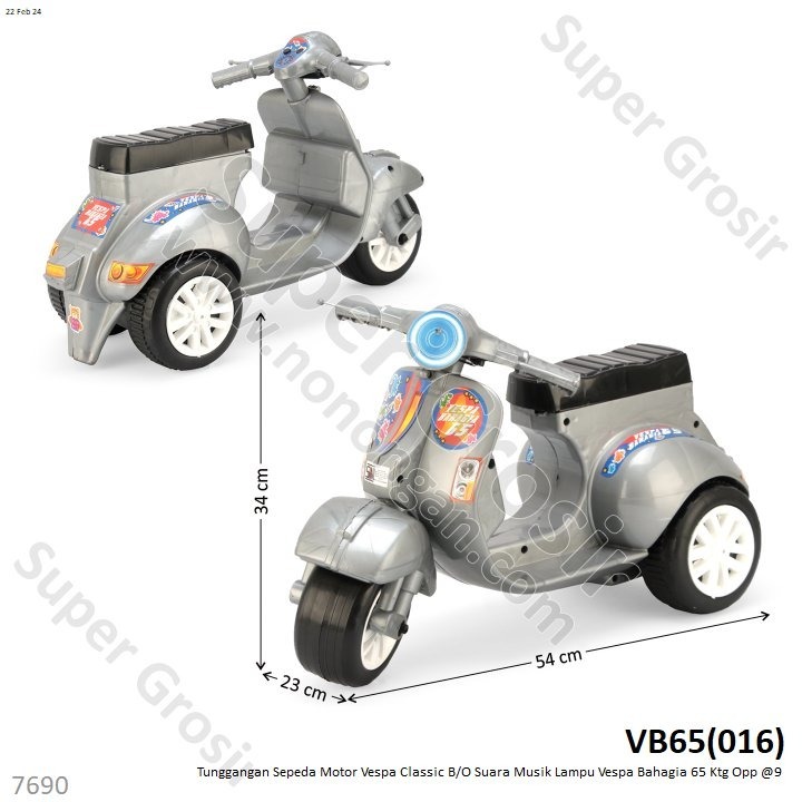 Tunggangan Sepeda Motor Vespa Classic B/O Suara Musik Lampu Bahagia 65 Ktg Opp @9