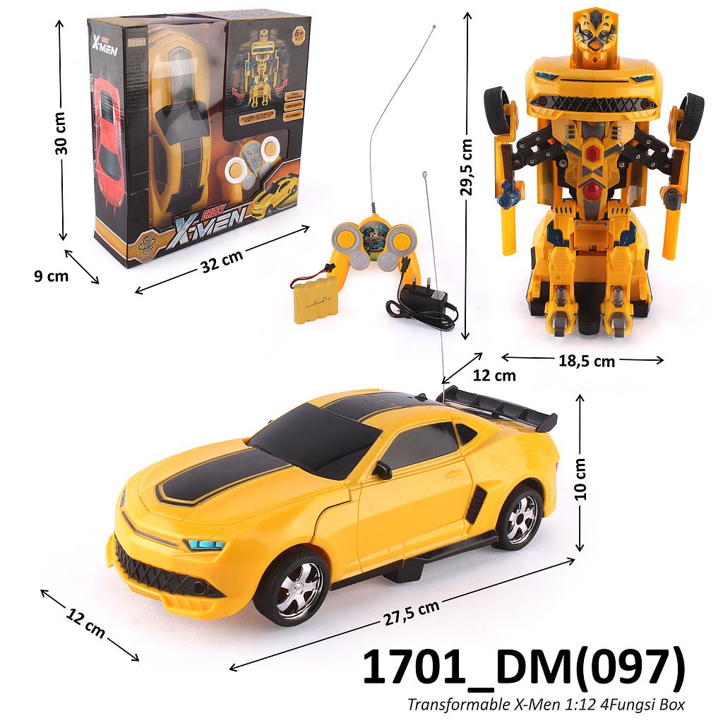 R/C Mobil Sedan Chevrolet Camaro Bumblebee Deform 1:12 Charge + Charger Lampu 4 Channel Crzzy X-Men Box Window @24