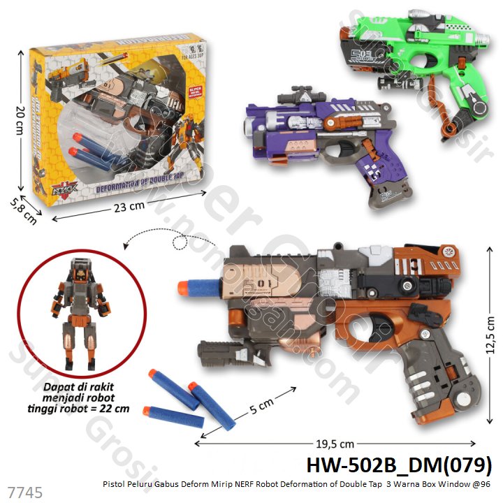 Pistol Peluru Gabus Deform Robot Deformation of Double Tap Box Window @96