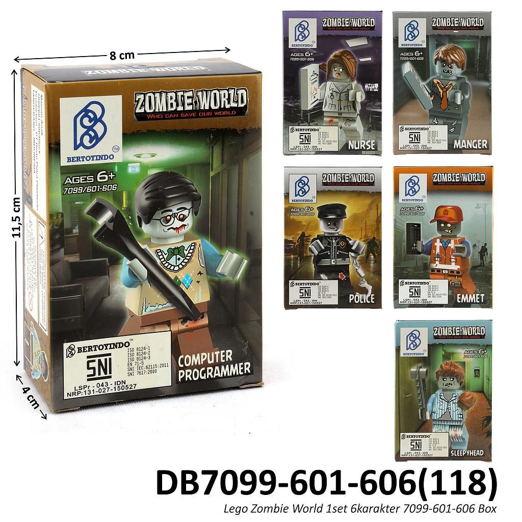 Mini Block Zombie World 1 Set 6 Karakter Box @576