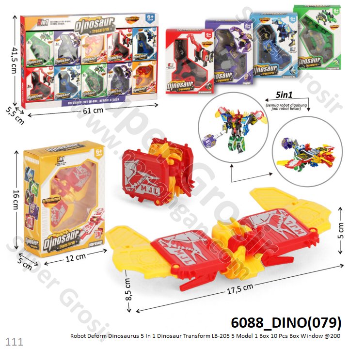 Robot Deform Dinosaurus 5 In 1 Dinosaur Transform LB-205 5 Model 1 Box 10 Pcs Box Window @200