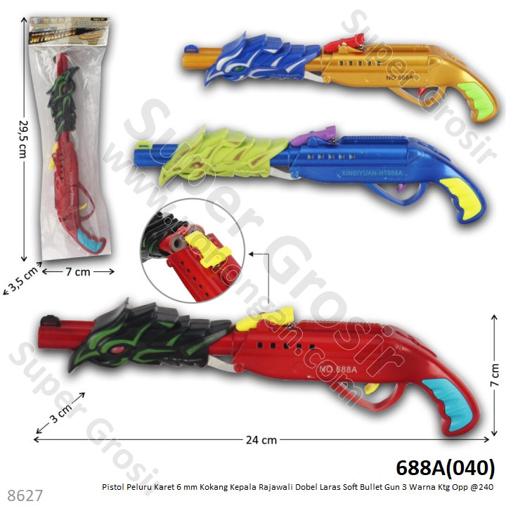 Pistol Peluru Karet 6 mm Dobel Laras Rajawali Soft Bullet Gun Ktg PVC @240