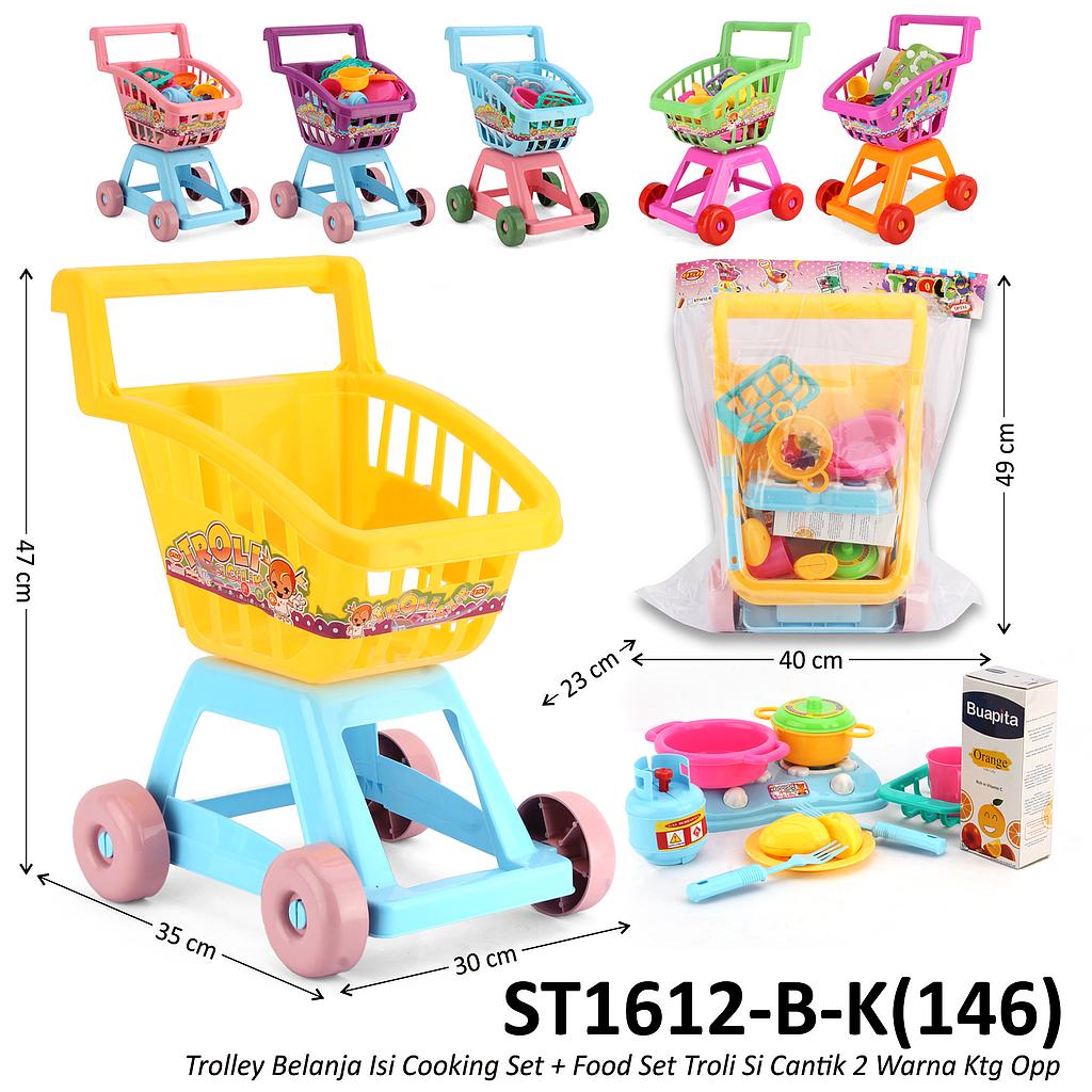 Trolley Belanja Isi Cooking Set dan Food Set Shopping Trolley Ktg Opp @22