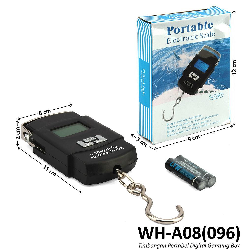 Timbangan Gantung Digital + Batu Baterai AA 2 Pcs Portable Electronic Scale 682 Box @100