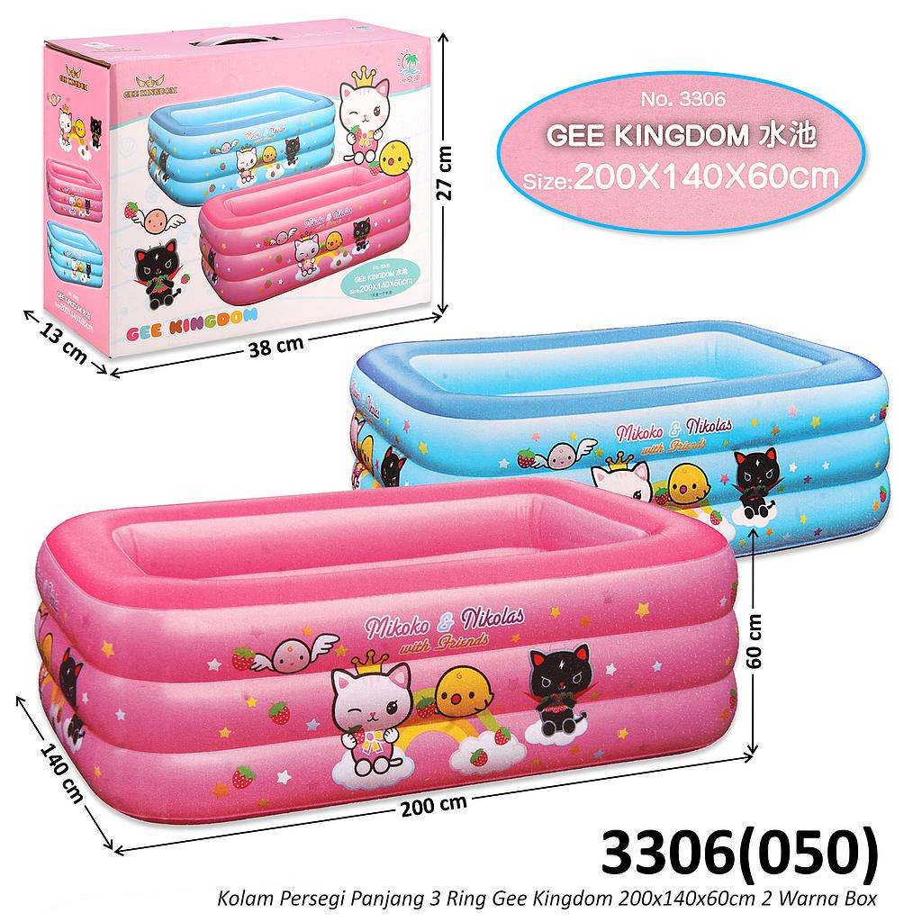 Kolam Renang Anak Gee Kingdom Persegi Panjang 3 Ring 200x140x60cm 2 Warna Box @4