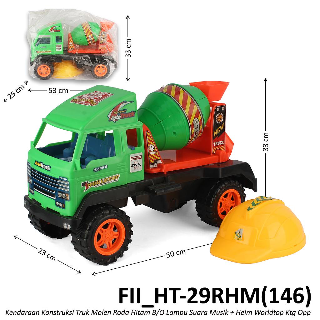 Truk Molen Roda Hitam B/O Suara Musik Lampu + Helm Worldtop Ktg Opp @12
