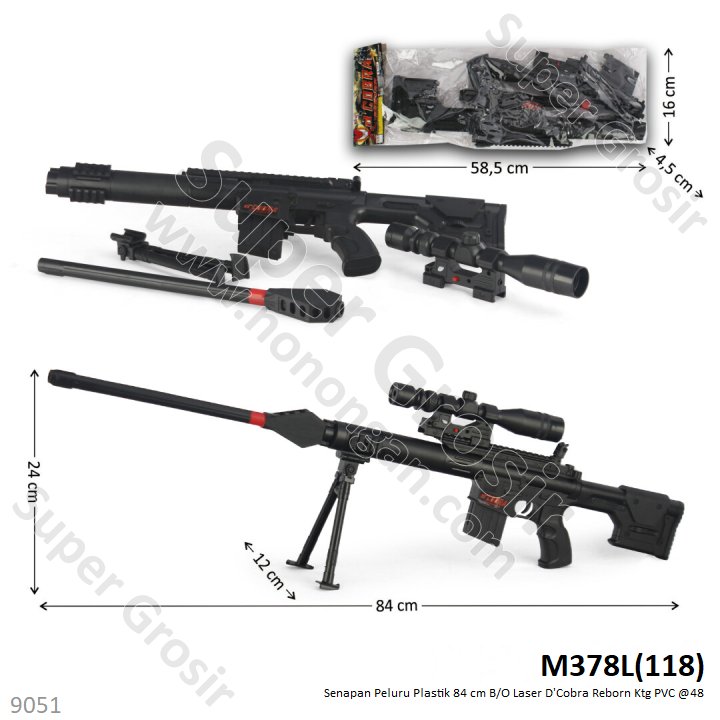 Senapan Peluru Plastik B/O Laser 84 cm D'Cobra Ktg @48