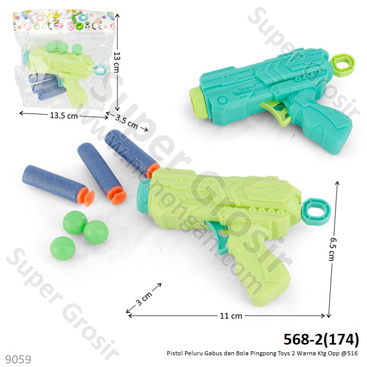 Pistol Peluru Gabus dan Bola Ping Pong Toys 2 Warna Ktg Opp @516