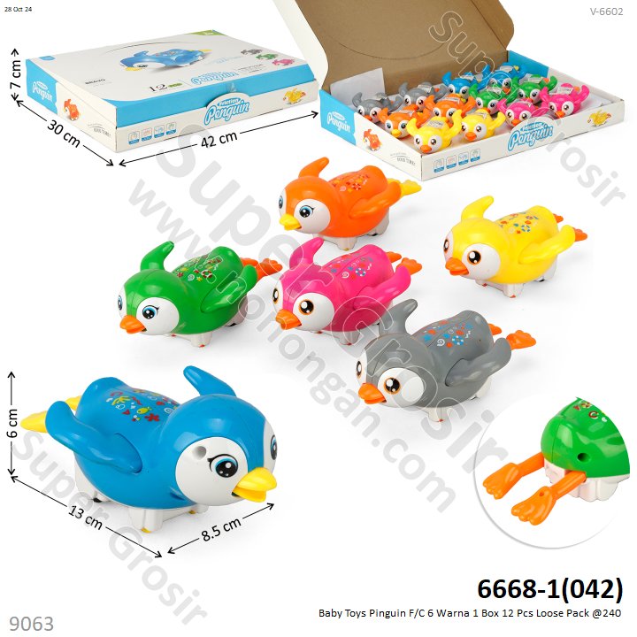 Hewan Pinguin F/C 6 Warna 1 Box 12 Pcs Loose Pack @240